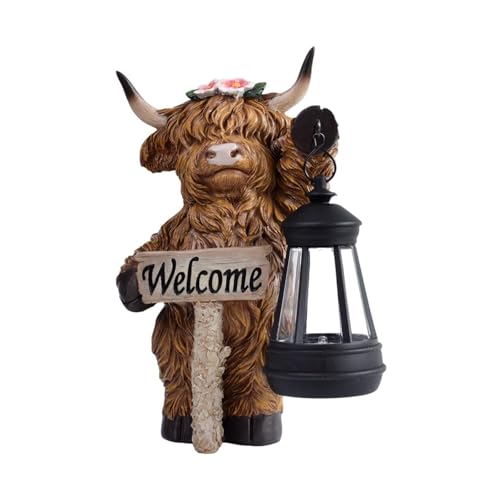 Baoblaze Landschaftslampe mit -Kuh-Statue und Solarlaterne, schönes Einweihungsgeschenk, Kunstharzfigur für den Garten, Hof, Rasen, Rechte Laterne Baoblaze Landschaftslampe mit -Kuh-Statue und Solarlaterne, schönes Einweihungsgeschenk, Kunstharzfigur für den Garten, Hof, Rasen, Rechte Laterne von Baoblaze