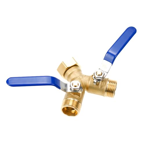 Baoblaze Messing-Gartenschlauch-Verteiler, Y-Ventil-Verteiler für den Außenbereich mit langem Griff, robuster -Adapter von Baoblaze