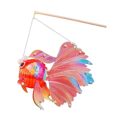 Baoblaze Mitte Herbst Festival Laterne DIY Fisch Laterne Festliche Lampe Herstellung Material für Kinder Prop tragbare Laterne für Frühlingsfest, Rot von Baoblaze