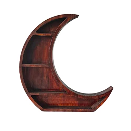 Baoblaze Moon Wandregal, Holz - einzigartige, schwimmende Regale für Kristalle Aufbewahrungsregal Display Rack - Wanddekor für Schlafzimmer, Wohnheim, von Baoblaze