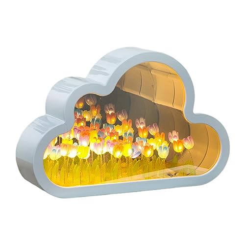 Baoblaze DIY Tulpe Nachtlicht Materials Set, Wolke mit Tulpe Lampe, DIY Tulip Night Light, Desktop Tulpenlampe, Blumen-LED-Nachtlichter, Tulip Night Lamp Cloud Mirror für Schlafsaal, Büro, Bunt von Baoblaze