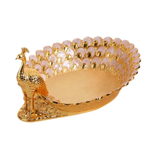 Baoblaze Obstschale Aus Metall, Serviertablett für Nüsse, Pfauenform, Gold von Baoblaze