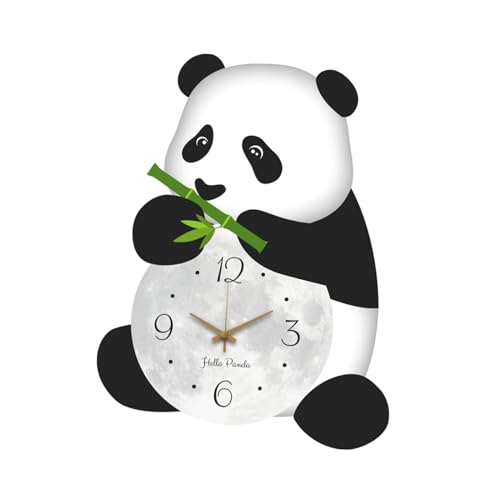 Baoblaze Panda-Wanduhr, Wandbehang-Uhr, geräuschlos, kreativ, aus Holz, kleine Cartoon-dekorative Uhr für Kinderzimmer, Wohnzimmer, Schlafzimmer von Baoblaze