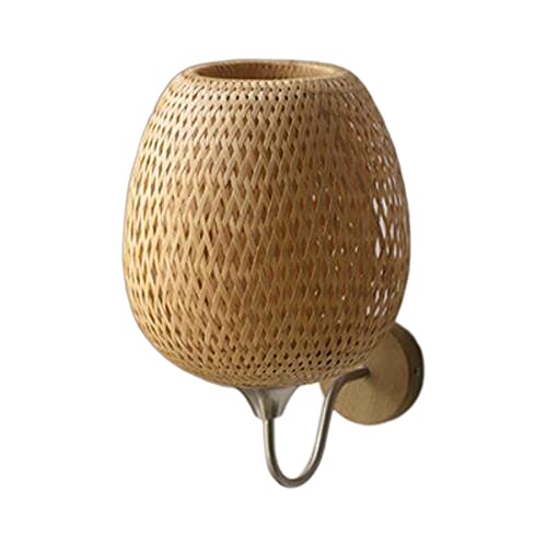 Baoblaze Rattan Bambus Wandleuchte Leuchte Boho Vintage Bauernhaus Wandlampe Leuchte für Innen Nacht Kamin Esszimmer Küche Wohnnzimmer Deko, l von Baoblaze