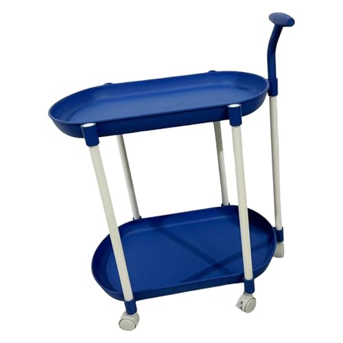 Baoblaze Rollwagen Servierwagen Beistelltisch Ablageregal Sofatisch mit Zwei Ebenen Und Leichtgängigen Rädern für Wohnzimmer Und Büro Im Minimalistischen Stil, Blau von Baoblaze