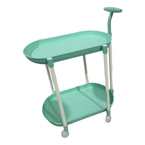 Baoblaze Rollwagen Servierwagen Beistelltisch Ablageregal Sofatisch mit Zwei Ebenen Und Leichtgängigen Rädern für Wohnzimmer Und Büro Im Minimalistischen Stil, Grün von Baoblaze