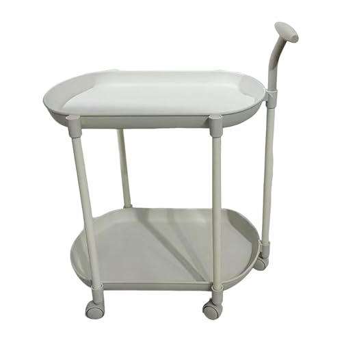 Baoblaze Rollwagen Servierwagen Beistelltisch Ablageregal Sofatisch mit Zwei Ebenen Und Leichtgängigen Rädern für Wohnzimmer Und Büro Im Minimalistischen Stil, Weiß von Baoblaze