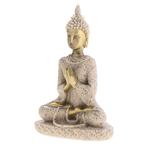 Baoblaze Sandstein Statue Buddha Mini Sitzend Figur Dekorative Ornament Garten Bürotisch Schreibtisch Auto Dekoration von Baoblaze