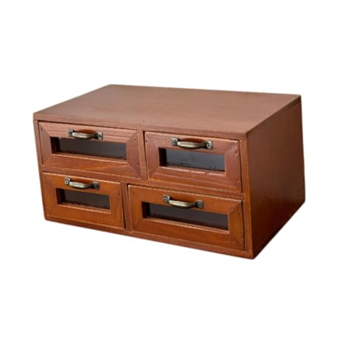 Baoblaze Schreibtisch Organizer mit 4 Schubladen, Retro, Tabletop -Speicherorganisationsbox -Speicherschubladen Stand Riser für Home -Arbeitsplatte von Baoblaze