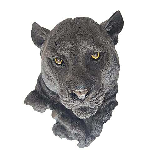 Baoblaze Tier-Statue Wandmontierte Wildtier-Skulptur für TV-Schrank-Dekoration, Schwarzer Panther von Baoblaze