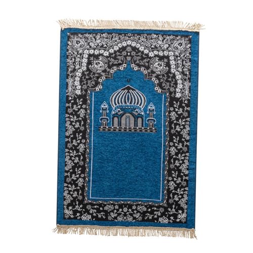 Baoblaze Traditioneller muslimischer Gebetsteppich Weich, Traditional Muslim Prayer Rug, Gebet Teppich Matte, Carpet Soft Ramadan, Muslim Prayer Rug Carpet für Kinder Frauen Männer, Blau von Baoblaze