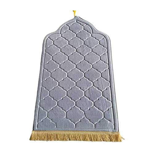 Baoblaze Traditioneller muslimischer Gebetsteppich Weich, Traditional Muslim Prayer Rug, Gebet Teppich Matte Faltbar, Carpet Soft Ramadan, Muslim Prayer Rug Carpet für Kinder Frauen Männer, Hellgrau von Baoblaze