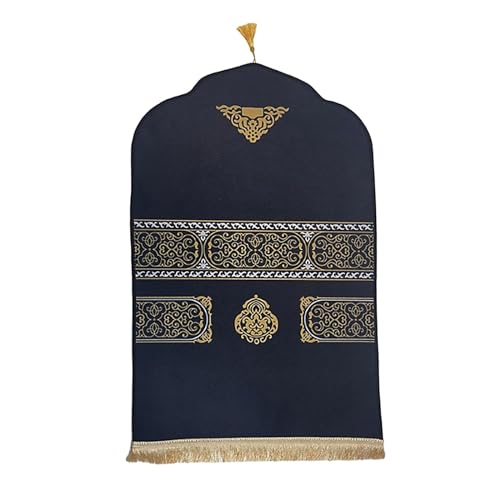 Baoblaze Traditioneller muslimischer Gebetsteppich Weich, Traditional Muslim Prayer Rug, Gebet Teppich Matte, Carpet Soft Ramadan, Muslim Prayer Rug Carpet für Kinder Frauen Männer, Dunkelblau 1 von Baoblaze