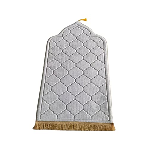 Baoblaze Traditioneller muslimischer Gebetsteppich Weich, Traditional Muslim Prayer Rug, Gebet Teppich Matte Faltbar, Carpet Soft Ramadan, Muslim Prayer Rug Carpet für Kinder Frauen Männer, Weiß von Baoblaze