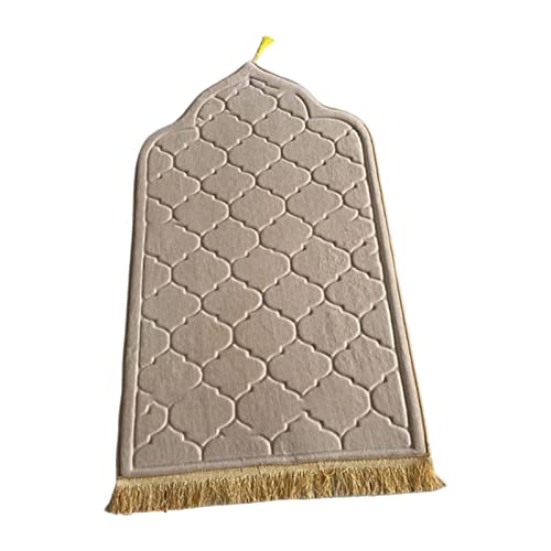 Baoblaze Traditioneller muslimischer Gebetsteppich Weich, Traditional Muslim Prayer Rug, Gebet Teppich Matte Faltbar, Carpet Soft Ramadan, Muslim Prayer Rug Carpet für Kinder Frauen Männer, beige gelb von Baoblaze