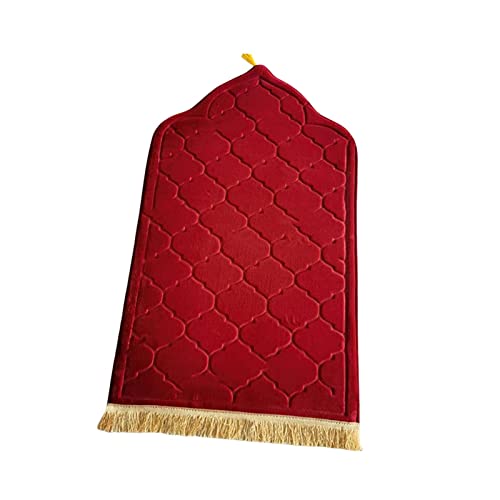 Baoblaze Traditioneller muslimischer Gebetsteppich Weich, Traditional Muslim Prayer Rug, Gebet Teppich Matte Faltbar, Muslim Prayer Rug Carpet für Kinder Frauen Männer, Rot von Baoblaze