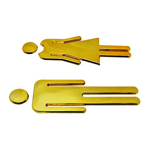 Baoblaze WC Aufkleber Türschild Toilette Bad Türaufkleber Wandaufkleber Badezimmer, Gold von Baoblaze