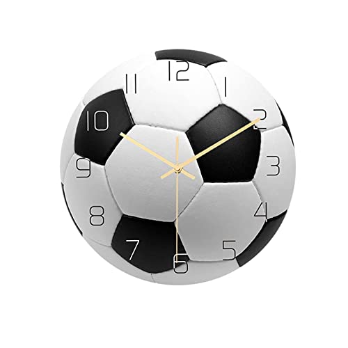 Baoblaze -Wanduhr aus Acryl, leise, Nicht tickende Wanduhr, Bürodekoration, Fußball von Baoblaze