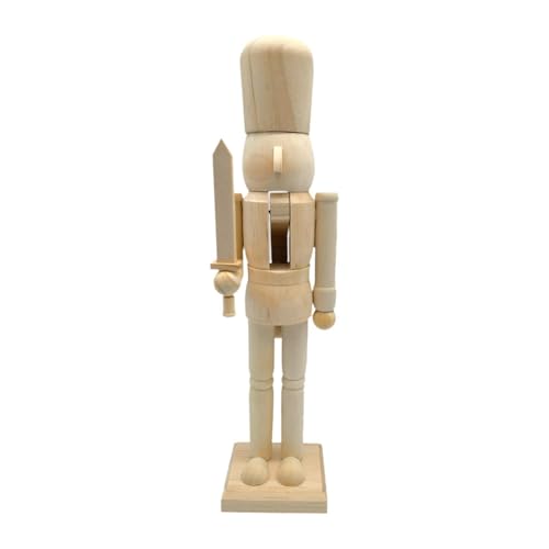 Baoblaze Weihnachten Holz Unvollendete Nussknacker Figuren DIY Blank Unbemalt Nussknacker Puppet Ornament Dekoration, B von Baoblaze