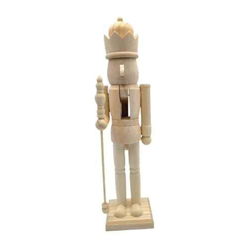 Baoblaze Weihnachten Holz Unvollendete Nussknacker Figuren DIY Blank Unbemalt Nussknacker Puppet Ornament Dekoration, C von Baoblaze