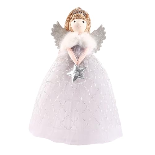 Baoblaze Weihnachtsbaum Deko Engel Spitze, Weihnachtsengel Baumschmuck, Weihnachtsbaumanhänger Engel, Christmas Tree Topper Angel, Weihnachten Engel Deko für Zuhause Schaufenster Tür Desktop, hellgrau von Baoblaze