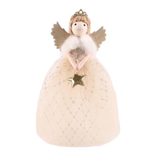 Baoblaze Weihnachtsbaum Deko Engel Spitze, Weihnachtsengel Baumschmuck, Weihnachtsbaumanhänger Engel, Christmas Tree Topper Angel, Weihnachten Engel Deko für Zuhause Schaufenster Tür Desktop, Gold von Baoblaze