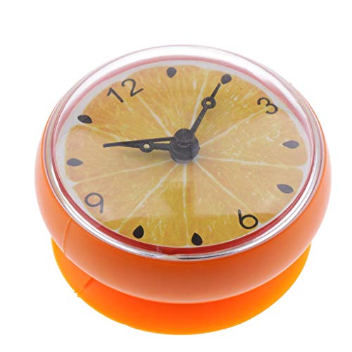 Baoblaze wasserdichte Duschuhr Saugnapf Badezimmer Uhr, Orange von Baoblaze