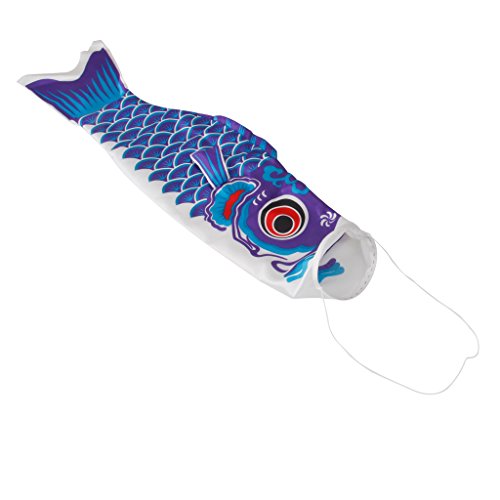 Japanische Windsack Karpfen Flagen Fischwind Flagge, 100 cm blau von Baoblaze