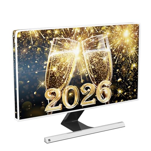 Baocicco 2026 Monitor Staubschutz 22, 23, 24, 25 Zoll Happy New Year Celebration Champagner Firework Sparkle Xmas Merry Christmas Waterproof Panel Case Computer Screen Protective for Tablet LCD/LED/HD von Baocicco