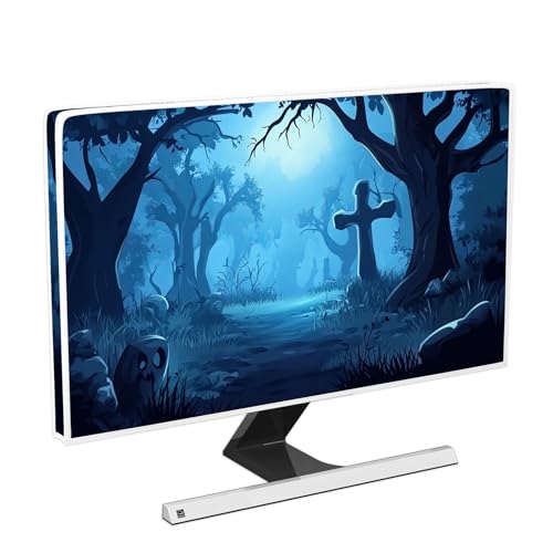 Baocicco Gloomy Halloween Monitor Dust Cover 26, 27, 28 Zoll Scary Graveyard Night Moon Forest Dust Proof Monitor Covers for Computer Screen Antistatisch Staubdicht Schutzhülle für LCD/LED/HD von Baocicco