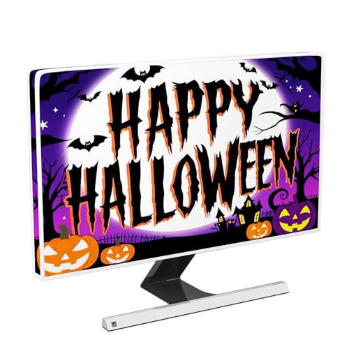 Baocicco Happy Halloween Monitor Staubschutz 22, 23, 24, 25 Zoll Böse Kürbisse Dead Wood Haunted House Panel Case Antistatisch Wasserdicht Monitor Staubschutz Staubdichte Computerabdeckungen für von Baocicco