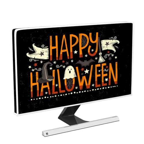 Baocicco Happy Halloween Monitor Staubschutz 22, 23, 24, 25 Zoll Cartoon Funny Ghost Magic Bat Wizard Hat Monitor Zubehör Laptop TV LCD Bildschirm Computer Dekoration für Tablet Home Office Computer von Baocicco