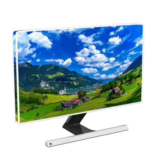 Baocicco Village Waterproof 26, 27, 28 Zoll Antistatisch Staubdicht LCD/LED/HD Blue Sky and White Clouds Green Grassland Small Town Full Body Cover for Computer Screen Sleeve for Home Office Computer von Baocicco