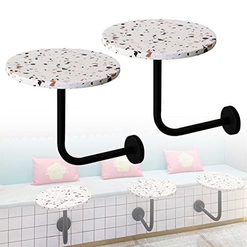 An der Wand montierte kleine Couchtische, an der Wand montierter Esstisch aus künstlichem Terrazzo, kleine Wand, modernes rundes Cocktail-Ende mit L-förmiger Metallbasis, einfach zu montieren An der Wand montierte kleine Couchtische, an der Wand montierter Esstisch aus künstlichem Terrazzo, kleine Wand, modernes rundes Cocktail-Ende mit L-förmiger Metallbasis, einfach zu montieren von Baodiale