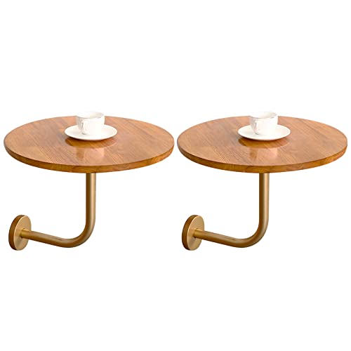 An der Wand montierte kleine Couchtische, an der Wand montierter Terrassen-Bistrotisch, 50 cm, runder Retro-Beistelltisch aus Massivholz für den Außenbereich mit L-förmigen Beinen von Baodiale