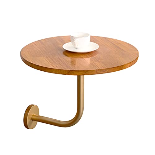 An der Wand montierte kleine Couchtische, an der Wand montierter Terrassen-Bistrotisch, 50 cm, runder Retro-Beistelltisch aus Massivholz für den Außenbereich mit L-förmigen Beinen von Baodiale