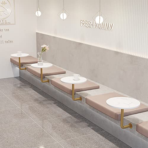 An der Wand montierte kleine Couchtische Morden Marmor Beistelltisch für Sofa An der Wand montierter Kleiner runder Kaffee mit goldenen Metallbeinen Dessertladen Milchtee Buchbar von Baodiale