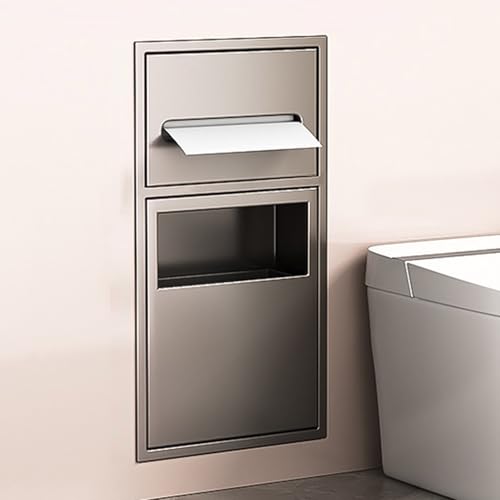 Badezimmer Wandnische Edelstahl Einbau Duschregal Organizer Eingebauter Toilettenpapierhalter & Mülleimer Rack Dunkel Badezimmer Wandnische Edelstahl Einbau Duschregal Organizer Eingebauter Toilettenpapierhalter & Mülleimer Rack Dunkel von Baodiale