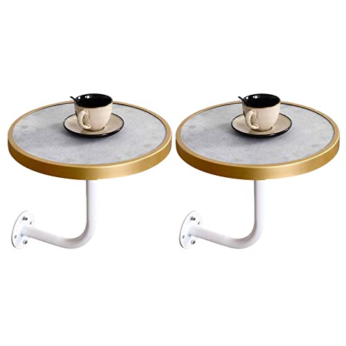 Baodiale An der Wand montierte kleine Couchtische, Esstisch aus Zementplatten, kleine Wand, modernes rundes Cocktail-Ende mit L-förmiger Metallbasis, einfach zu montieren Baodiale An der Wand montierte kleine Couchtische, Esstisch aus Zementplatten, kleine Wand, modernes rundes Cocktail-Ende mit L-förmiger Metallbasis, einfach zu montieren von Baodiale