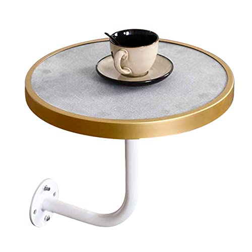 Baodiale An der Wand montierte kleine Couchtische, Esstisch aus Zementplatten, kleine Wand, modernes rundes Cocktail-Ende mit L-förmiger Metallbasis, einfach zu montieren Baodiale An der Wand montierte kleine Couchtische, Esstisch aus Zementplatten, kleine Wand, modernes rundes Cocktail-Ende mit L-förmiger Metallbasis, einfach zu montieren von Baodiale