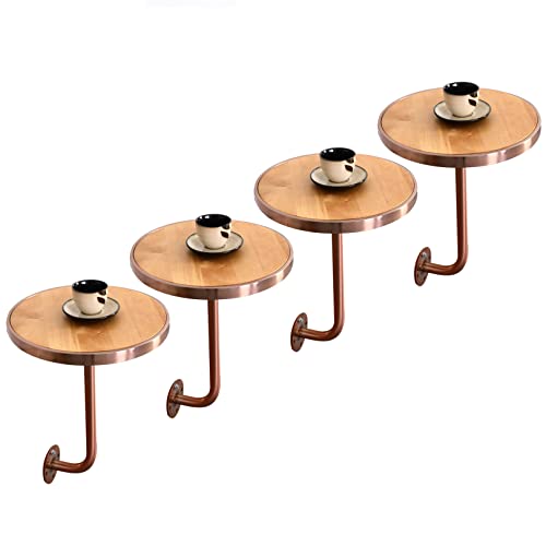 Baodiale An der Wand montierte kleine Couchtische, Kleiner runder Tisch aus Massivholz, an der Wand montierter Cocktail-Bistrotisch aus Metall, für den Innen-/Außenbereich, Sofa, Endseite, Kaffee von Baodiale