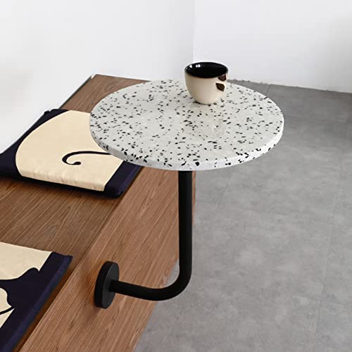 Baodiale An der Wand montierte kleine Couchtische, Leichter luxuriöser Milchteeladen-Terrazzo-Wandtisch, Kleiner runder moderner minimalistischer Café-Sitz-montierter Kaffee für Esszimmerbereiche von Baodiale