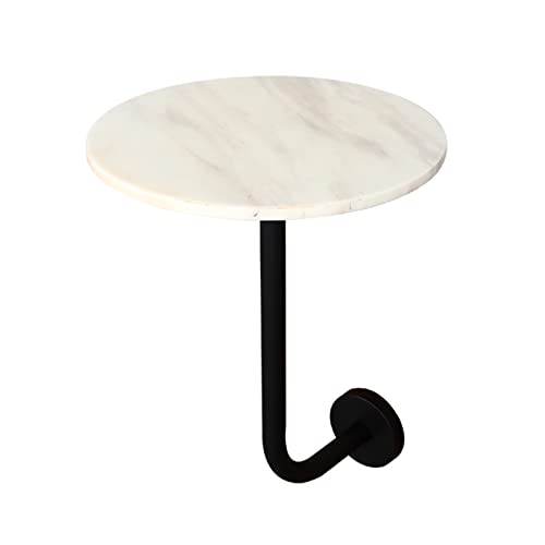 Baodiale An der Wand montierte kleine Couchtische, runder Cocktail-Bartisch aus Marmor mit Metallbasis, Sofaseite für Küche, Esszimmer, Wohnzimmer, kleine Räume, einfache Montage Baodiale An der Wand montierte kleine Couchtische, runder Cocktail-Bartisch aus Marmor mit Metallbasis, Sofaseite für Küche, Esszimmer, Wohnzimmer, kleine Räume, einfache Montage von Baodiale
