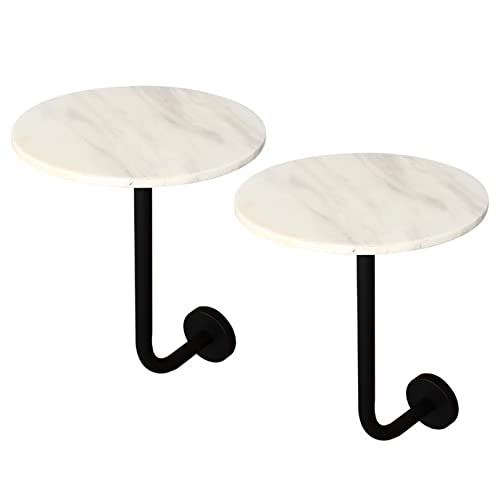 Baodiale An der Wand montierte kleine Couchtische, runder Cocktail-Bartisch aus Marmor mit Metallbasis, Sofaseite für Küche, Esszimmer, Wohnzimmer, kleine Räume, einfache Montage Baodiale An der Wand montierte kleine Couchtische, runder Cocktail-Bartisch aus Marmor mit Metallbasis, Sofaseite für Küche, Esszimmer, Wohnzimmer, kleine Räume, einfache Montage von Baodiale