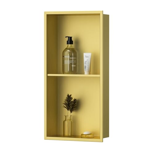 Baodiale Badezimmer-Wandnische, Edelstahl, versenkbares Duschregal, Keine Fliesen erforderlich, Übermontage, Badezimmer-Aufbewahrungslösung Baodiale Badezimmer-Wandnische, Edelstahl, versenkbares Duschregal, Keine Fliesen erforderlich, Übermontage, Badezimmer-Aufbewahrungslösung von Baodiale