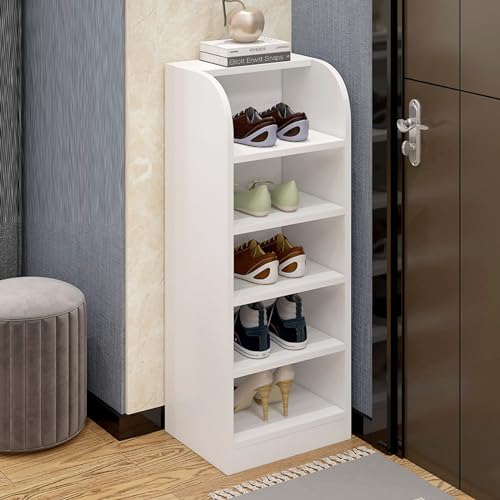 Baodiale Freistehender Schuhschrank für den Eingangsbereich – schmale Schuhaufbewahrung, kleines Eckregal, kompakte Stellfläche, 30 × 27 × 80 cm, weiß – perfekt für begrenzte Platzverhältnisse von Baodiale