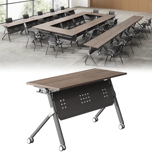 Baodiale Klappbarer Konferenztisch, Faltbarer Konferenzraumtisch, Klapptisch mit Klappplatte, moderner mobiler tragbarer Rolltisch mit Feststellrädern für das Büro von Baodiale