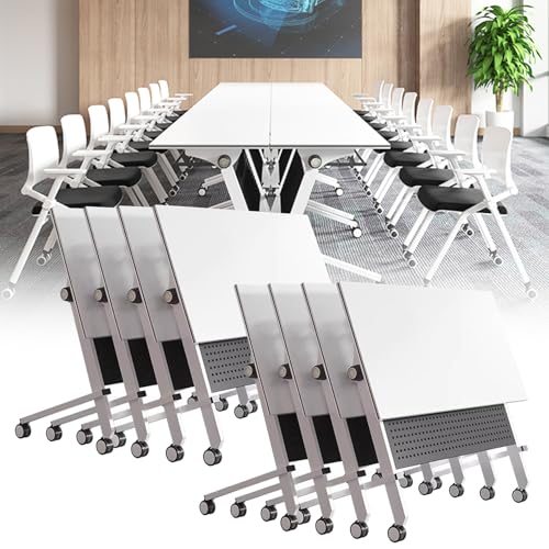 Baodiale Klappbarer Konferenztisch, zusammenklappbarer Konferenztisch mit Rädern, tragbarer Rollschreibtisch für Büro oder Klassenzimmer, platzsparendes Flip-Top-Design, Moderne Arbeitsbereiche von Baodiale