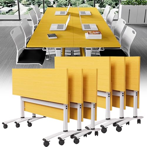 Baodiale Klappbarer Konferenztisch, zusammenklappbarer Konferenztisch mit Rädern, tragbarer Rollschreibtisch für Büro und Klassenzimmer, platzsparendes Flip-Top-Design, Moderne Arbeitsbereiche von Baodiale