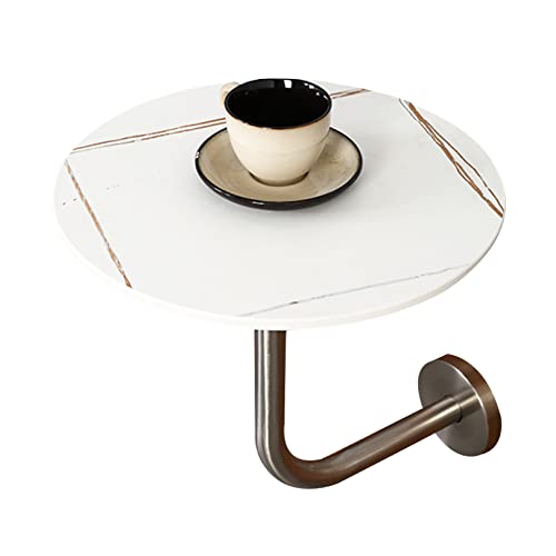 Baodiale Kleine Couchtische zur Wandmontage, runder Wandtisch für Cafés, Schieferplatte, kleines Seitensofa-Endstück, Durchmesser 15,7 Zoll von Baodiale